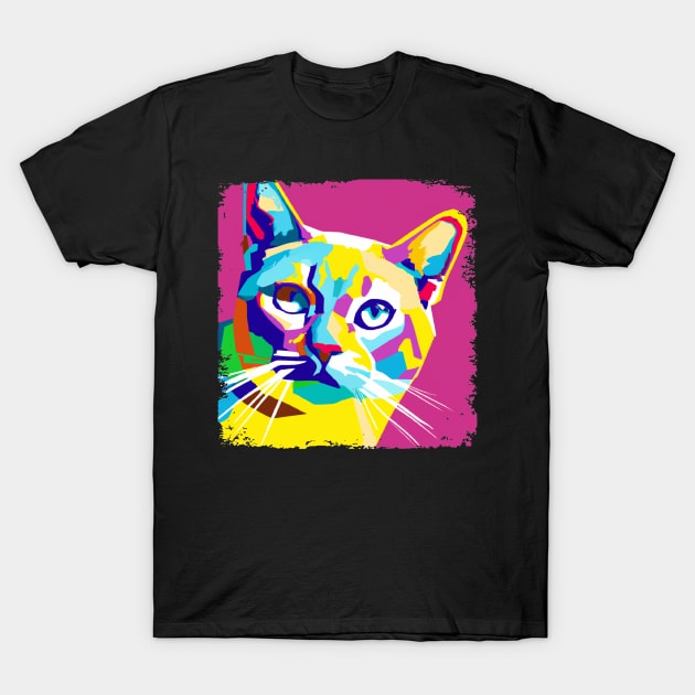 Singapura Cat Pop Art - Cat Lover Gift T-Shirt by PawPopArt